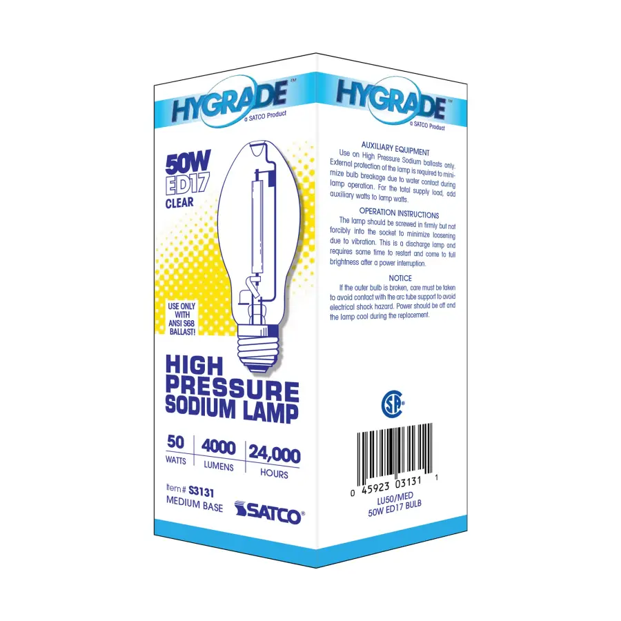 50 Watt - High Pressure Sodium HID - Medium base - ED17 - Clear - 22 CRI - 2100K - Image 6