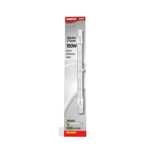 150 Watt - Halogen - T3 - Clear - 1500 Average rated hours - 2400 Lumens - Double Ended base - 118mm - 120 Volt - alternate view