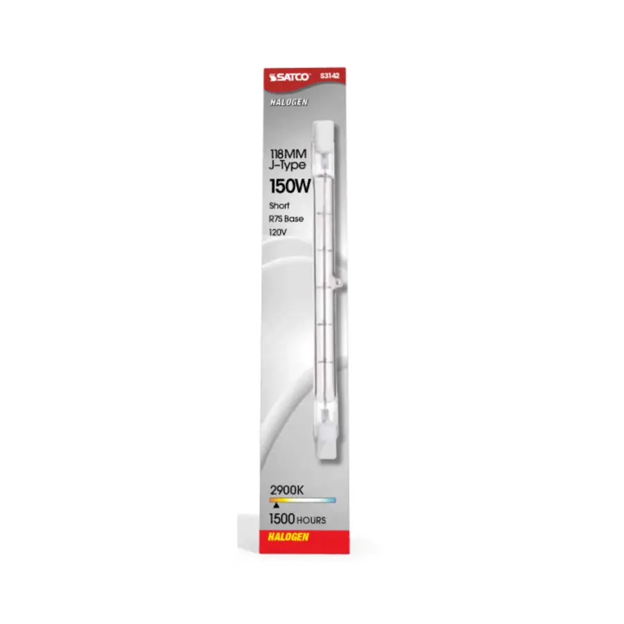150 Watt - Halogen - T3 - Clear - 1500 Average rated hours - 2400 Lumens - Double Ended base - 118mm - 120 Volt - Image 2