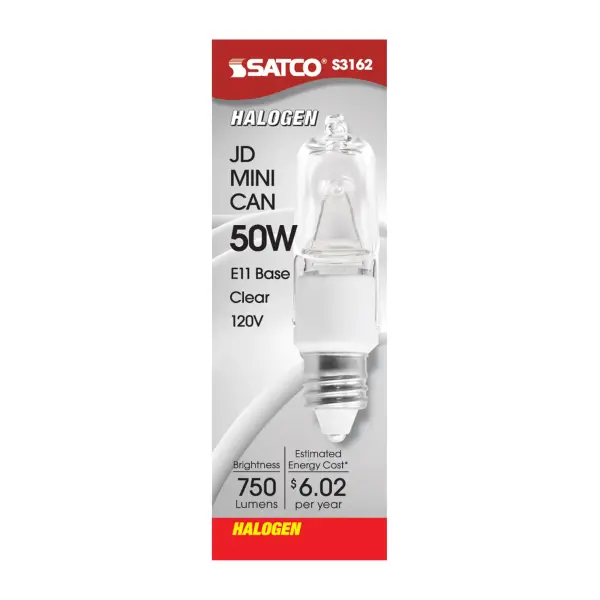 50 Watt - Halogen - T4 - Clear - 2000 Average rated hours - 750 Lumens - Mini Candelabra base - 120 Volt - alternate view