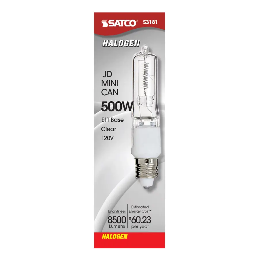 500 Watt - Halogen - T4 - Clear - 2000 Average rated hours - 8500 Lumens - Mini Candelabra base - 120 Volt - Image 2