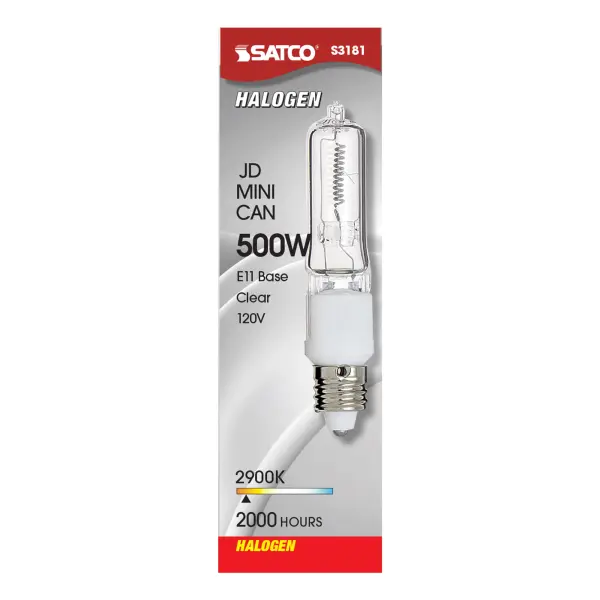 500 Watt - Halogen - T4 - Clear - 2000 Average rated hours - 8500 Lumens - Mini Candelabra base - 120 Volt - Image 3