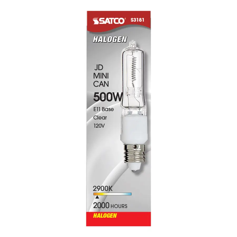 500 Watt - Halogen - T4 - Clear - 2000 Average rated hours - 8500 Lumens - Mini Candelabra base - 120 Volt - Image 3