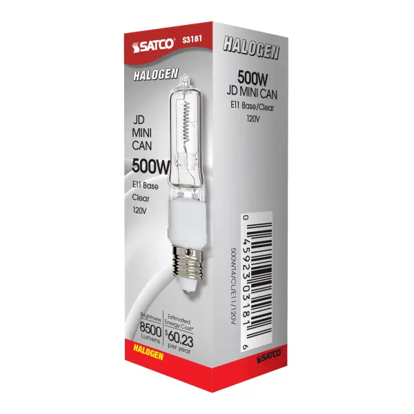 500 Watt - Halogen - T4 - Clear - 2000 Average rated hours - 8500 Lumens - Mini Candelabra base - 120 Volt - Image 6
