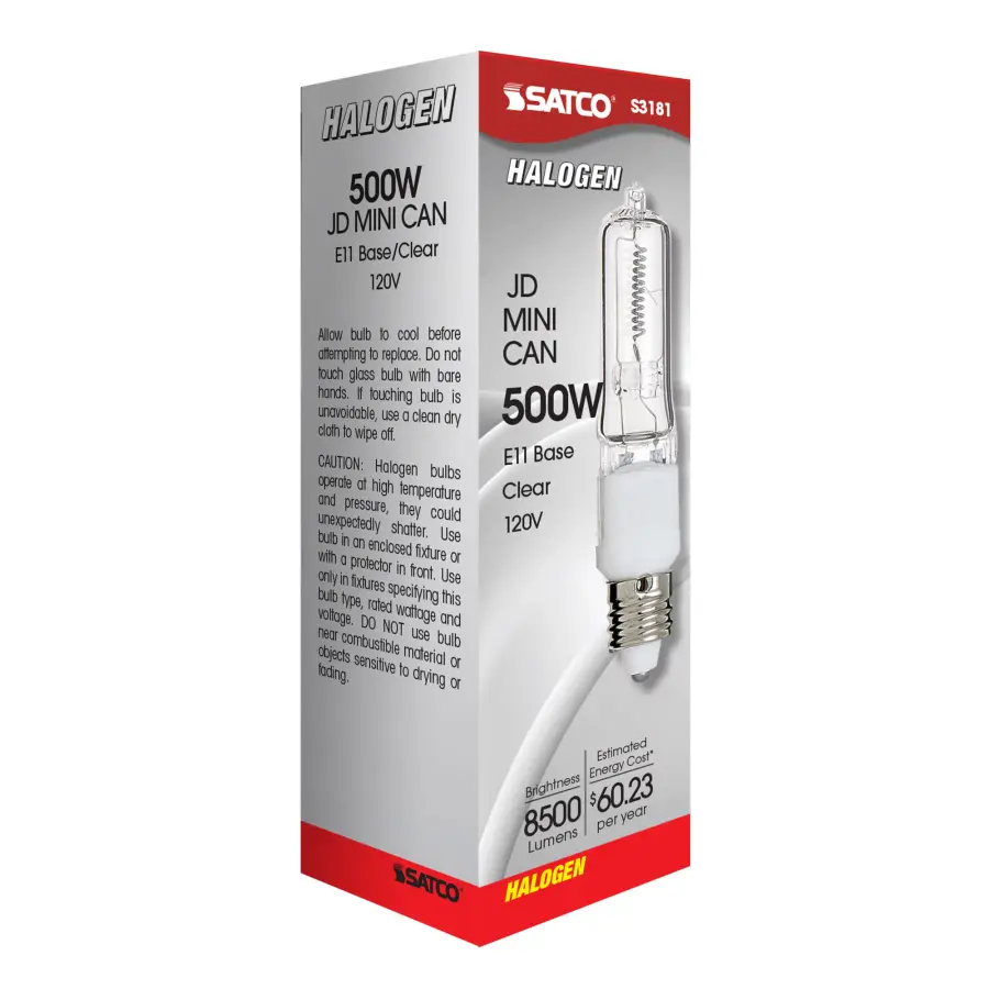 500 Watt - Halogen - T4 - Clear - 2000 Average rated hours - 8500 Lumens - Mini Candelabra base - 120 Volt - Image 7