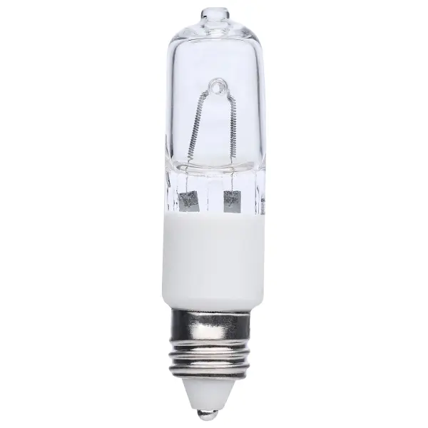 50 Watt - Halogen - T4 - Clear - 2000 Average rated hours - 750 Lumens - Mini Candelabra base - 130 Volt