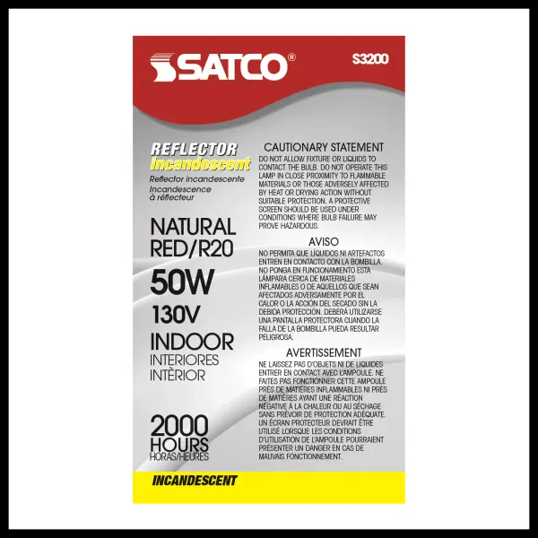 50 Watt R20 Incandescent - Red - 2000 Average rated hours - Medium base - 130 Volt - Image 3