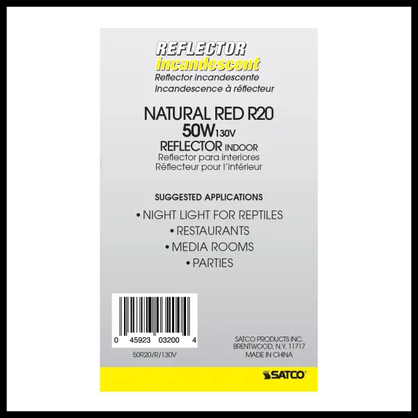 50 Watt R20 Incandescent - Red - 2000 Average rated hours - Medium base - 130 Volt - Image 4