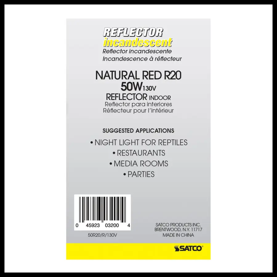 50 Watt R20 Incandescent - Red - 2000 Average rated hours - Medium base - 130 Volt - Image 4