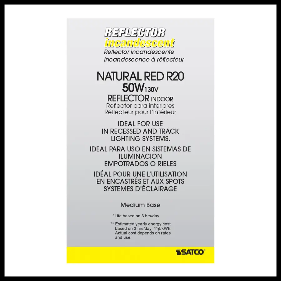 50 Watt R20 Incandescent - Red - 2000 Average rated hours - Medium base - 130 Volt - Image 5