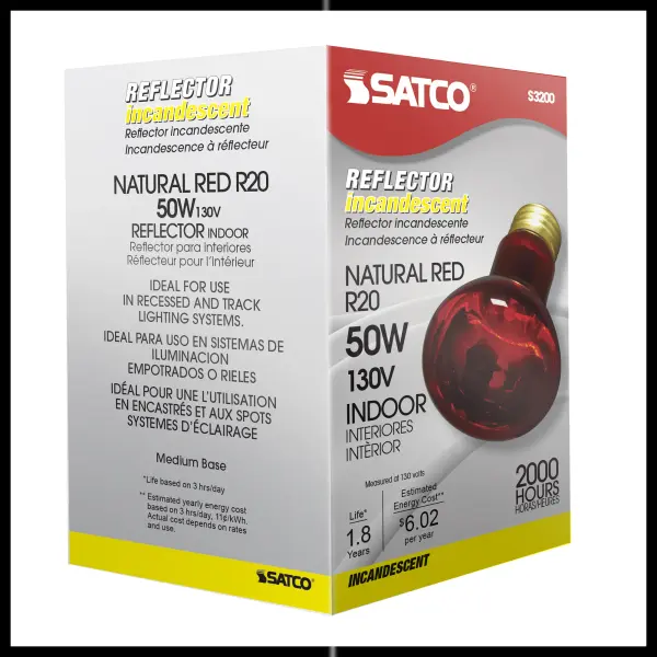 50 Watt R20 Incandescent - Red - 2000 Average rated hours - Medium base - 130 Volt - Image 6