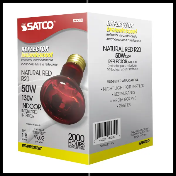 50 Watt R20 Incandescent - Red - 2000 Average rated hours - Medium base - 130 Volt - Image 7