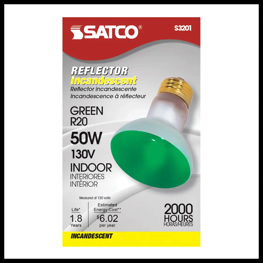 50 Watt R20 Incandescent - Green - 2000 Average rated hours - Medium base - 130 Volt - Image 2