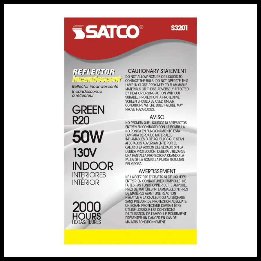 50 Watt R20 Incandescent - Green - 2000 Average rated hours - Medium base - 130 Volt - Image 3