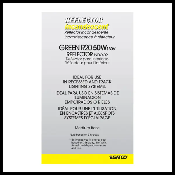 50 Watt R20 Incandescent - Green - 2000 Average rated hours - Medium base - 130 Volt - Image 5