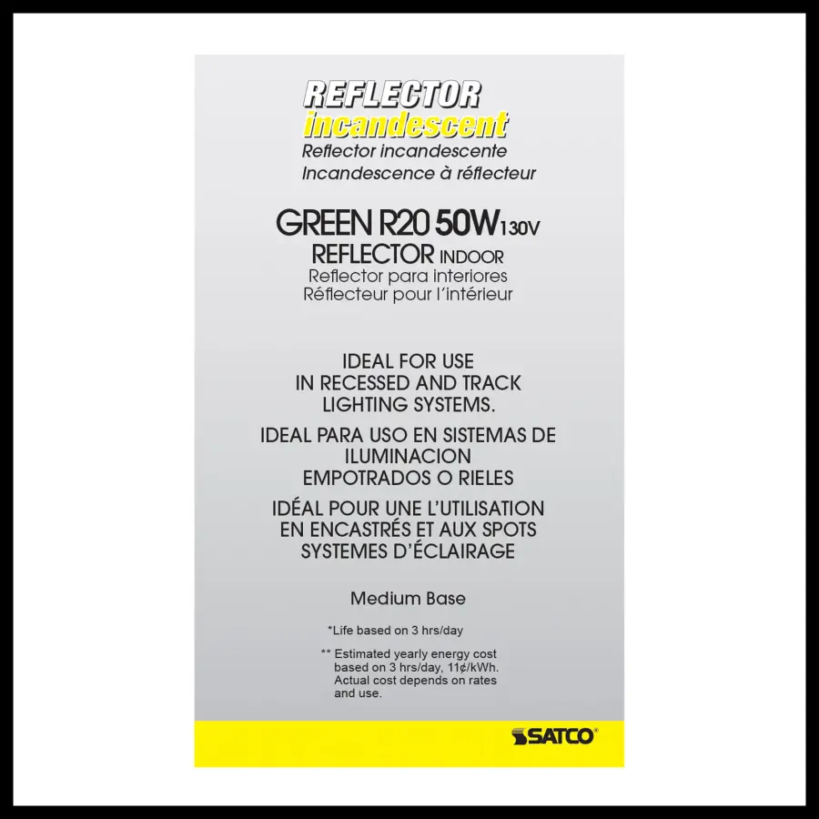 50 Watt R20 Incandescent - Green - 2000 Average rated hours - Medium base - 130 Volt - Image 5