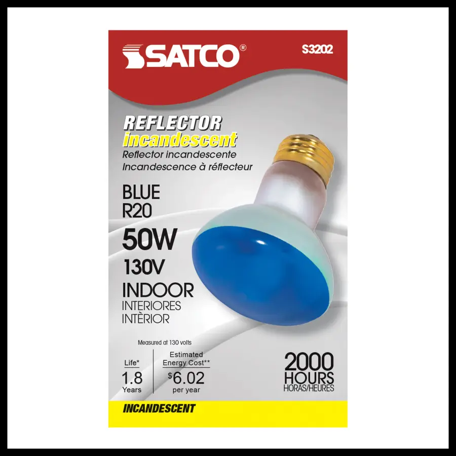 50 Watt R20 Incandescent - Blue - 2000 Average rated hours - Medium base - 130 Volt - Image 2