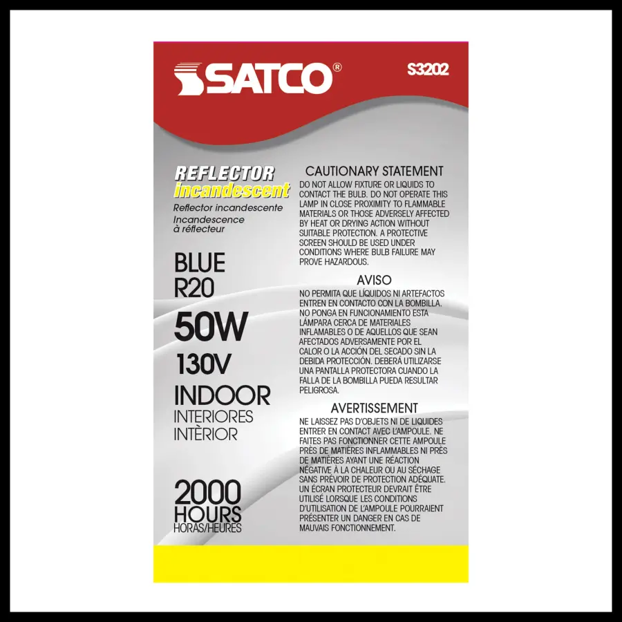 50 Watt R20 Incandescent - Blue - 2000 Average rated hours - Medium base - 130 Volt - Image 3