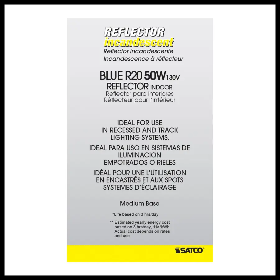 50 Watt R20 Incandescent - Blue - 2000 Average rated hours - Medium base - 130 Volt - Image 5