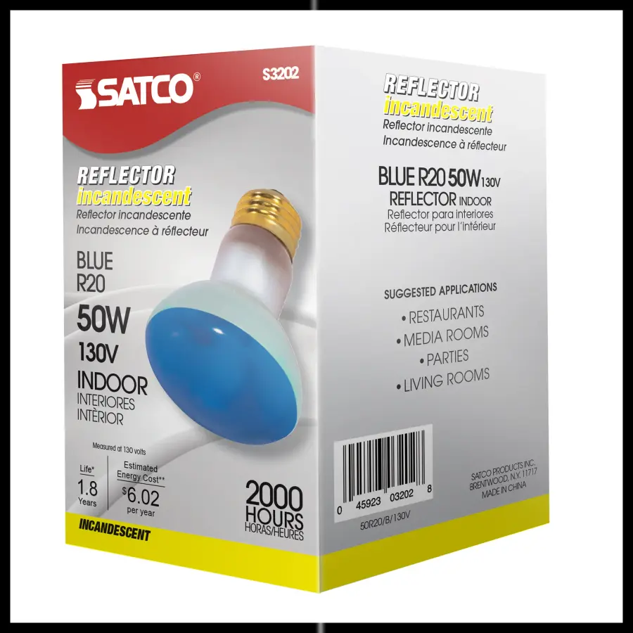 50 Watt R20 Incandescent - Blue - 2000 Average rated hours - Medium base - 130 Volt - Image 7