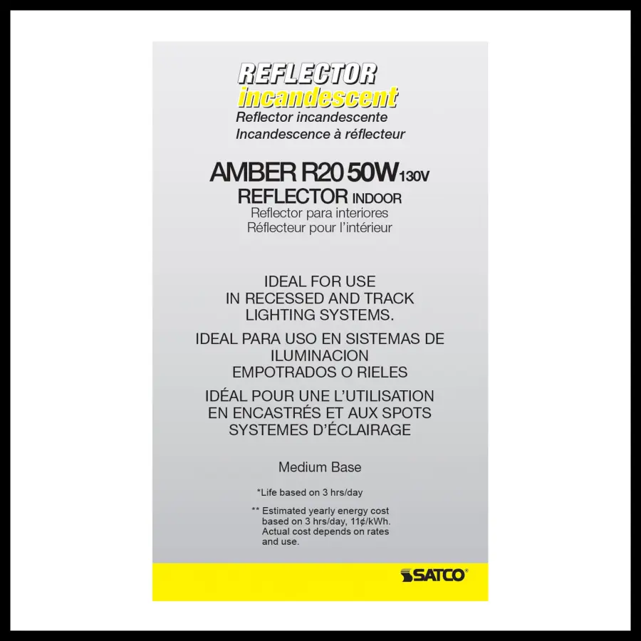 50 Watt R20 Incandescent - Amber - 2000 Average rated hours - Medium base - 130 Volt - Image 5