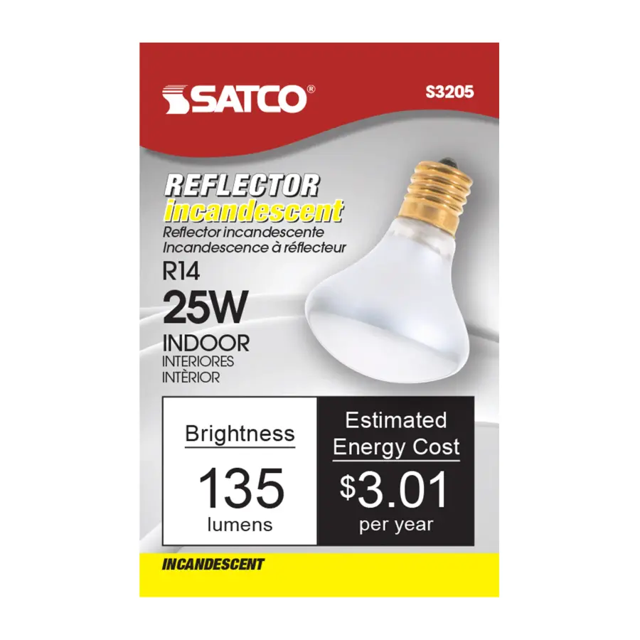 25 Watt R14 Incandescent - Frost - 1500 Average rated hours - 135 Lumens - Intermediate base - 120 Volt - Image 2