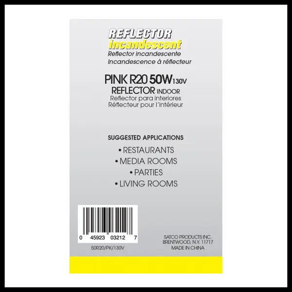 50 Watt R20 Incandescent - Pink - 2000 Average rated hours - Medium base - 130 Volt - Image 4