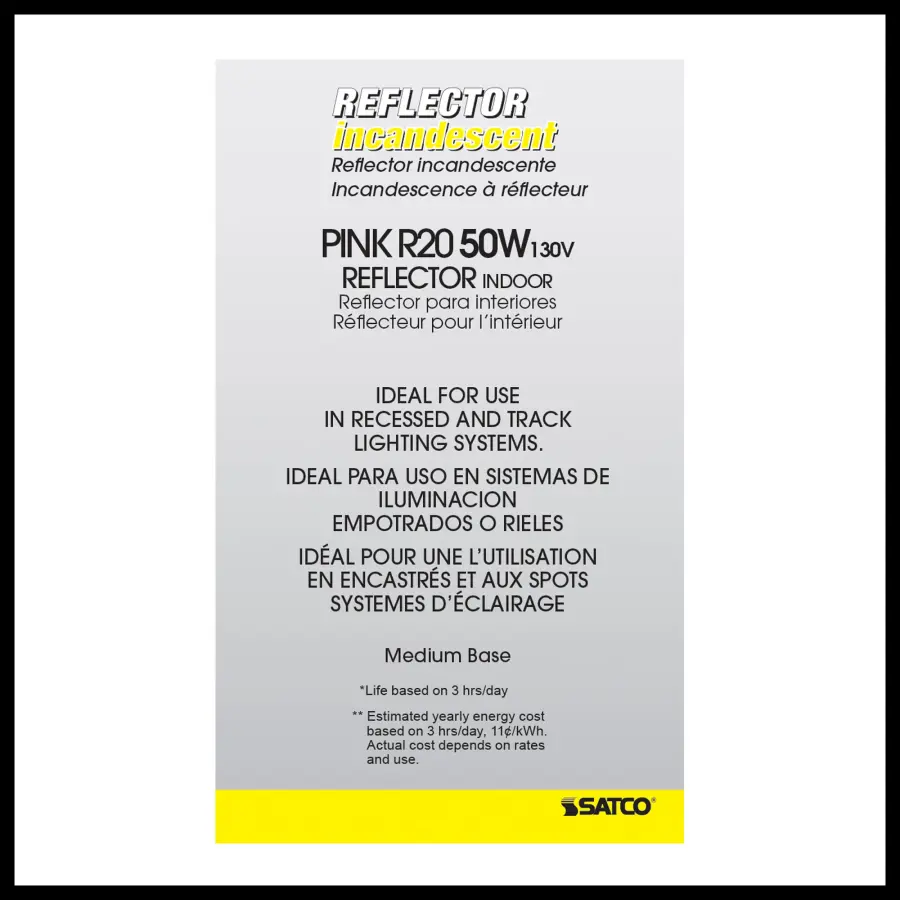 50 Watt R20 Incandescent - Pink - 2000 Average rated hours - Medium base - 130 Volt - Image 5