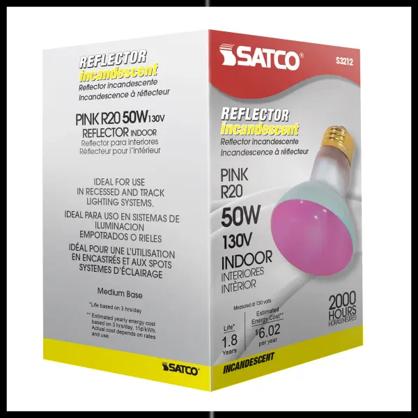 50 Watt R20 Incandescent - Pink - 2000 Average rated hours - Medium base - 130 Volt - Image 6