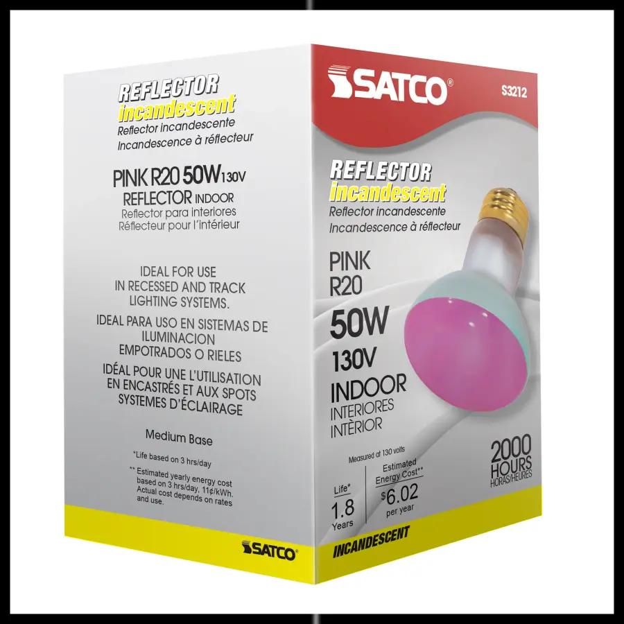 50 Watt R20 Incandescent - Pink - 2000 Average rated hours - Medium base - 130 Volt - Image 6