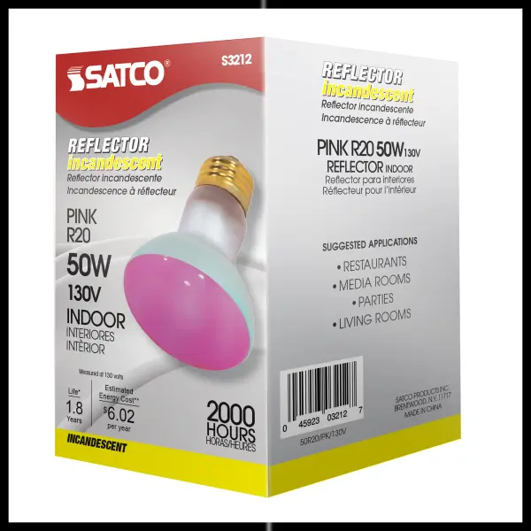 50 Watt R20 Incandescent - Pink - 2000 Average rated hours - Medium base - 130 Volt - Image 7