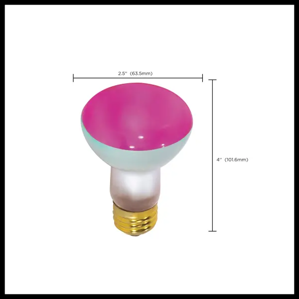 50 Watt R20 Incandescent - Pink - 2000 Average rated hours - Medium base - 130 Volt - Image 8