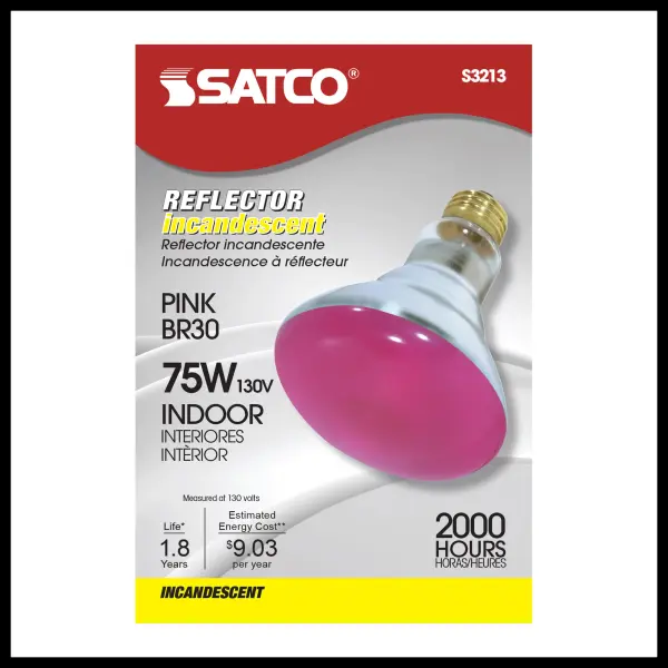 75 Watt BR30 Incandescent - Pink - 2000 Average rated hours - Medium base - 130 Volt - alternate view