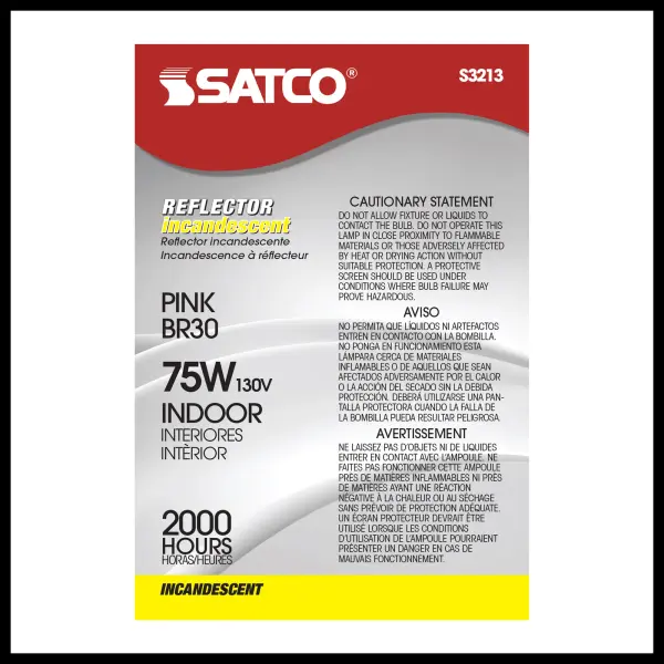 75 Watt BR30 Incandescent - Pink - 2000 Average rated hours - Medium base - 130 Volt - Image 3