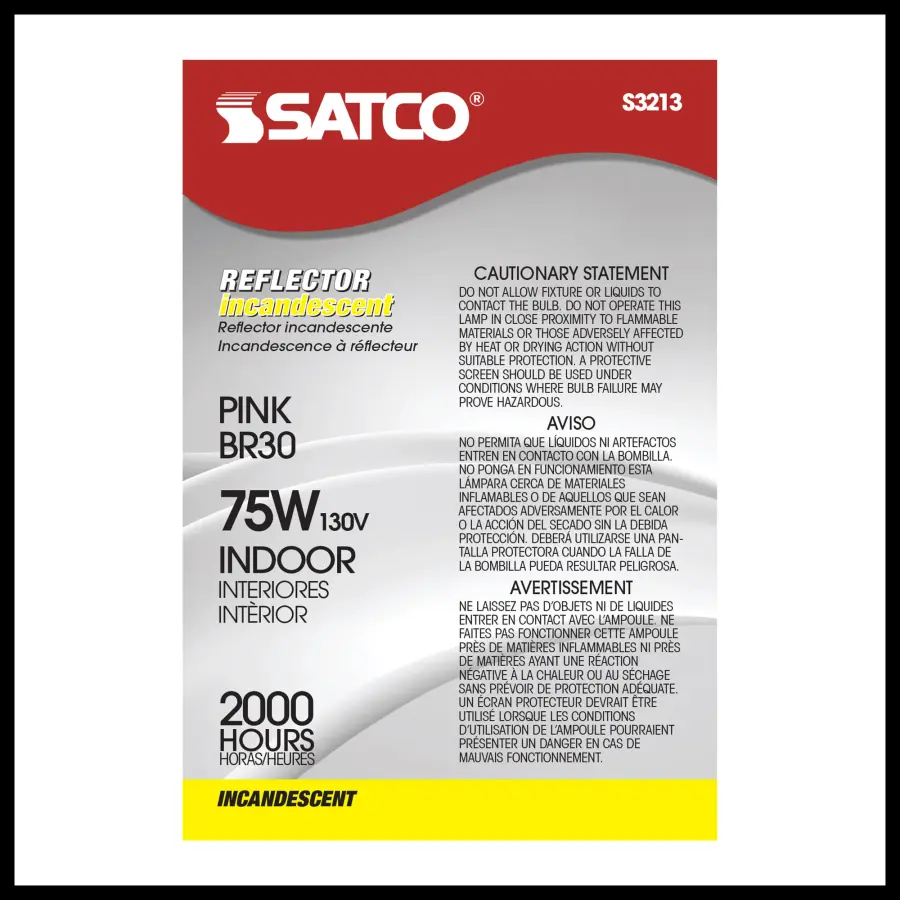75 Watt BR30 Incandescent - Pink - 2000 Average rated hours - Medium base - 130 Volt - Image 3