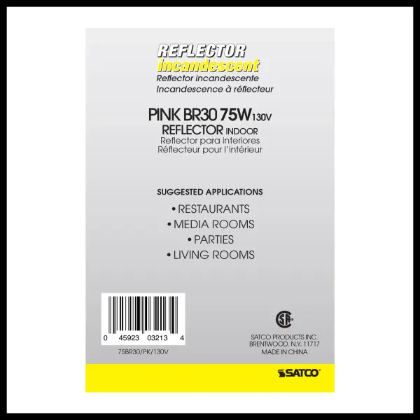 75 Watt BR30 Incandescent - Pink - 2000 Average rated hours - Medium base - 130 Volt - Image 4