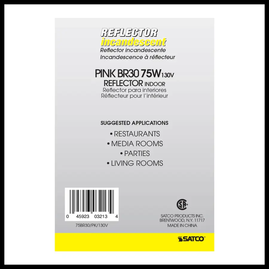 75 Watt BR30 Incandescent - Pink - 2000 Average rated hours - Medium base - 130 Volt - Image 4