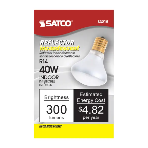 40 Watt R14 Incandescent - Clear - 1500 Average rated hours - 300 Lumens - Intermediate base - 120 Volt - alternate view