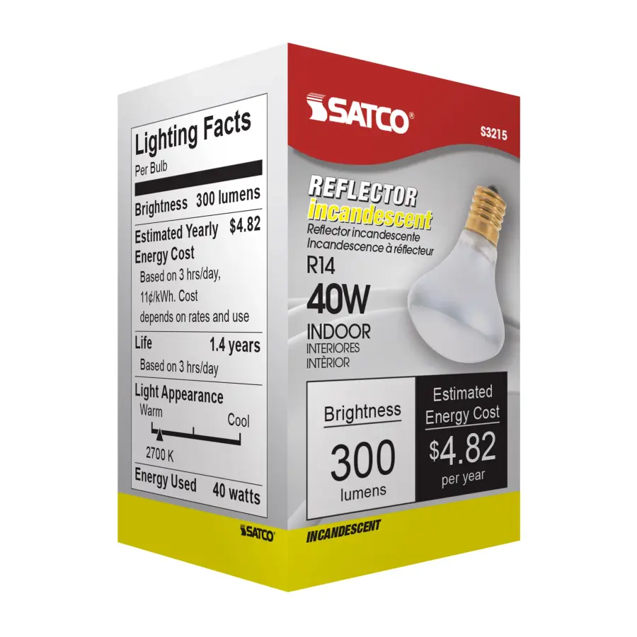 40 Watt R14 Incandescent - Clear - 1500 Average rated hours - 300 Lumens - Intermediate base - 120 Volt - Image 7