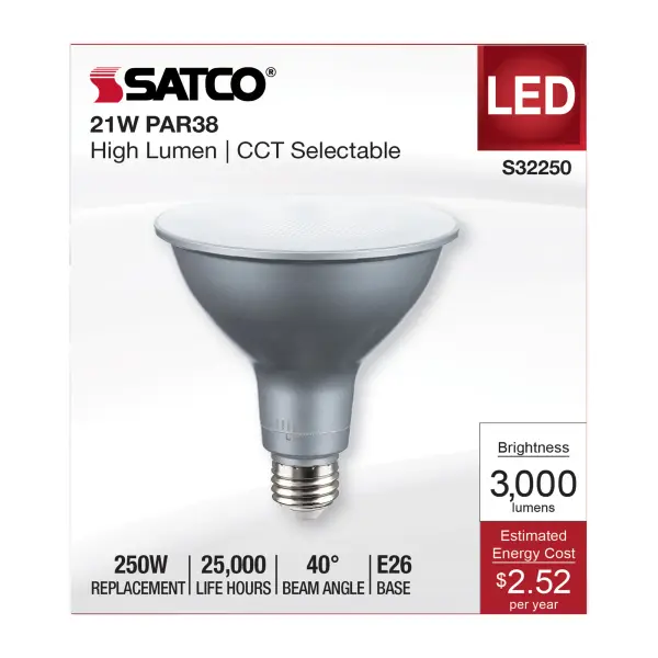 21 Watt PAR38 High Lumen LED - 27K/30K/35K/40K/50K CCT Selectable - Medium Base - 120 Volt - Image 4