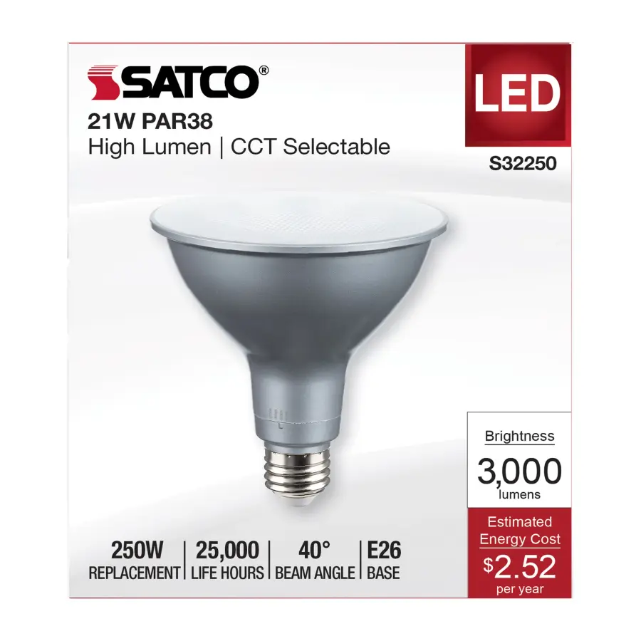21 Watt PAR38 High Lumen LED - 27K/30K/35K/40K/50K CCT Selectable - Medium Base - 120 Volt - Image 4