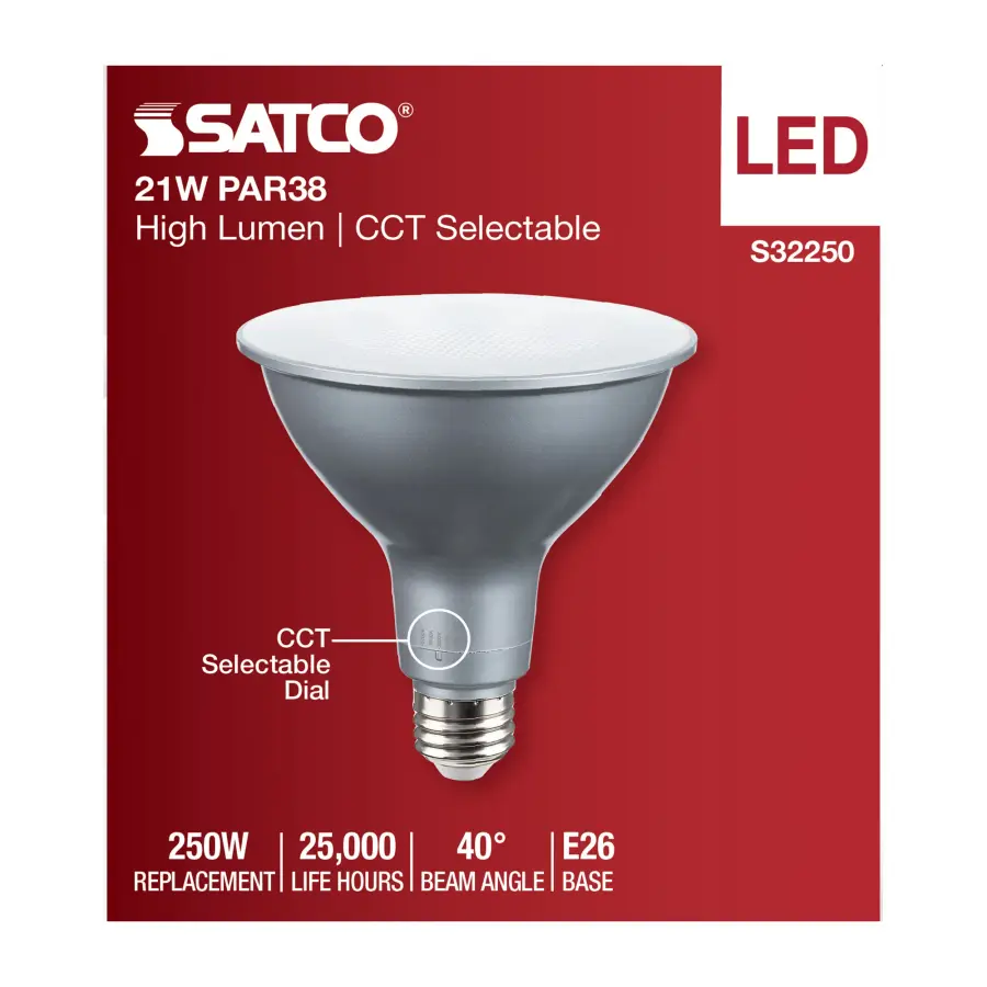 21 Watt PAR38 High Lumen LED - 27K/30K/35K/40K/50K CCT Selectable - Medium Base - 120 Volt - Image 5