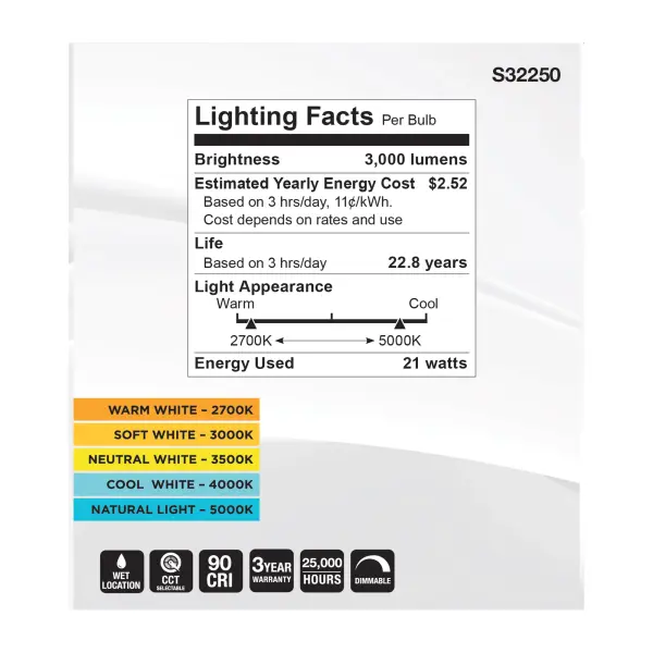 21 Watt PAR38 High Lumen LED - 27K/30K/35K/40K/50K CCT Selectable - Medium Base - 120 Volt - Image 6