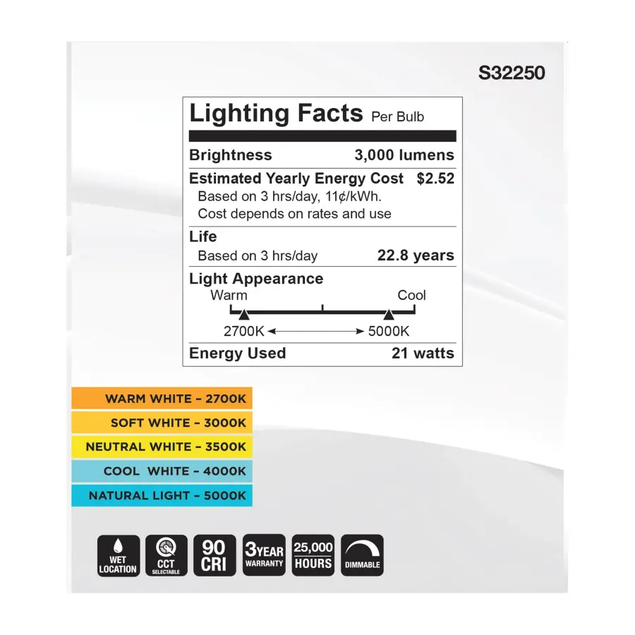 21 Watt PAR38 High Lumen LED - 27K/30K/35K/40K/50K CCT Selectable - Medium Base - 120 Volt - Image 6