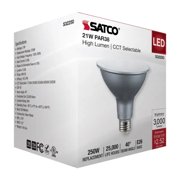 21 Watt PAR38 High Lumen LED - 27K/30K/35K/40K/50K CCT Selectable - Medium Base - 120 Volt - Image 9