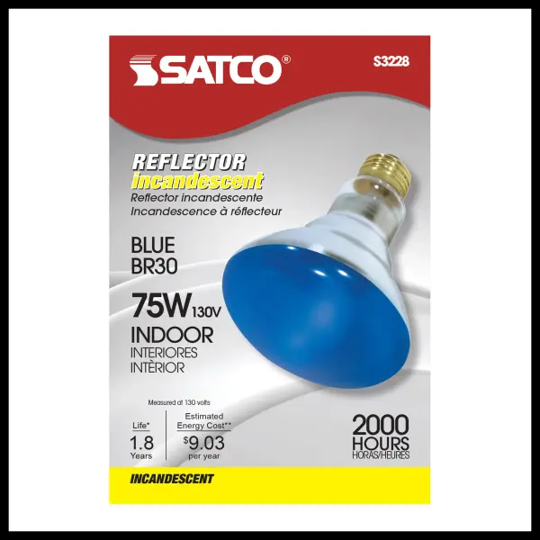 75 Watt BR30 Incandescent - Blue - 2000 Average rated hours - Medium base - 130 Volt - alternate view