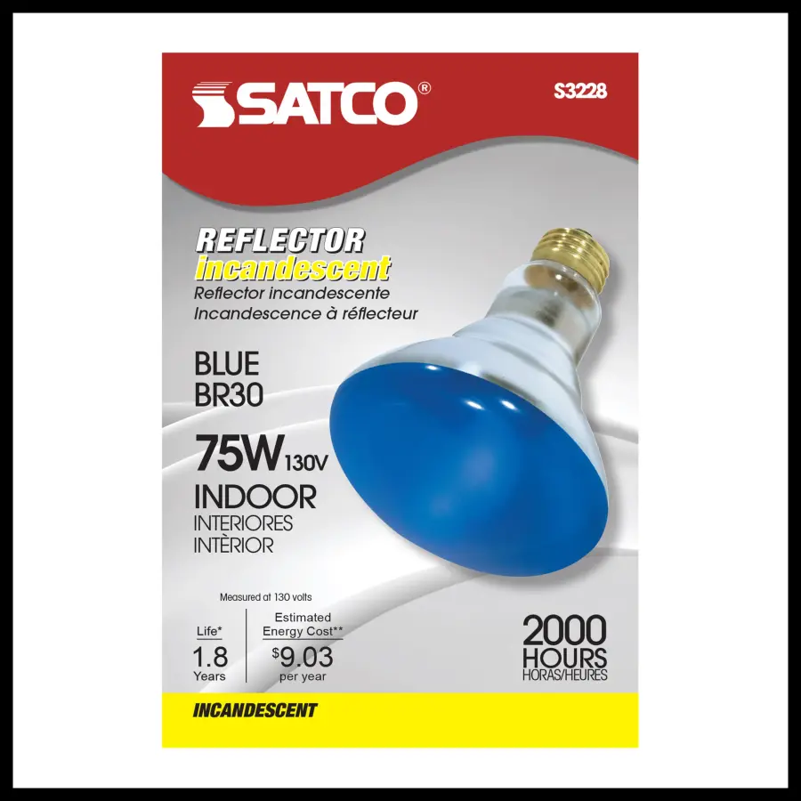 75 Watt BR30 Incandescent - Blue - 2000 Average rated hours - Medium base - 130 Volt - Image 2