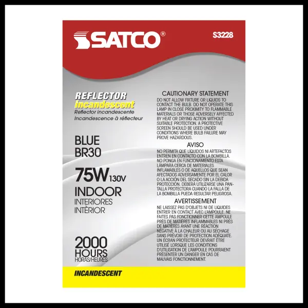 75 Watt BR30 Incandescent - Blue - 2000 Average rated hours - Medium base - 130 Volt - Image 3