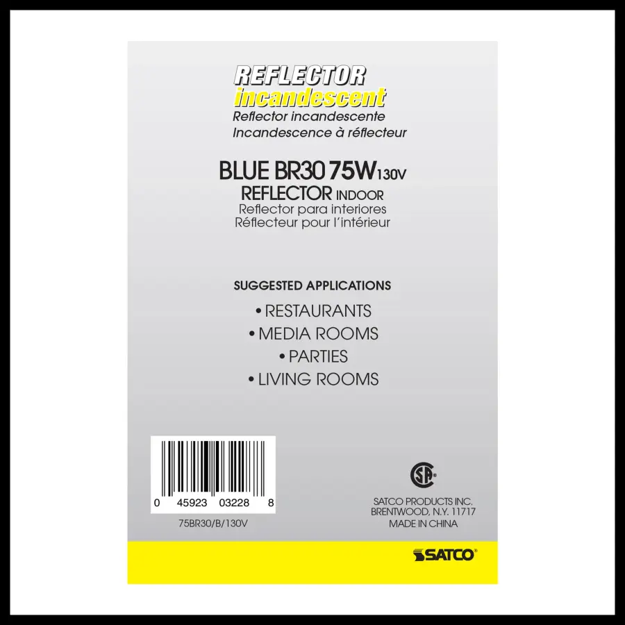 75 Watt BR30 Incandescent - Blue - 2000 Average rated hours - Medium base - 130 Volt - Image 4