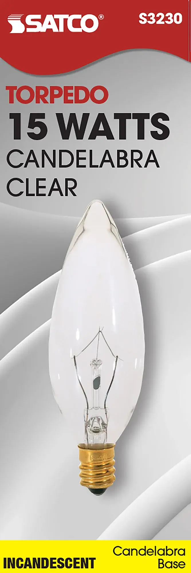 15 Watt BA9 1/2 Incandescent - Clear - 1500 Average rated hours - 105 Lumens - Candelabra base - 120 Volt - Image 2